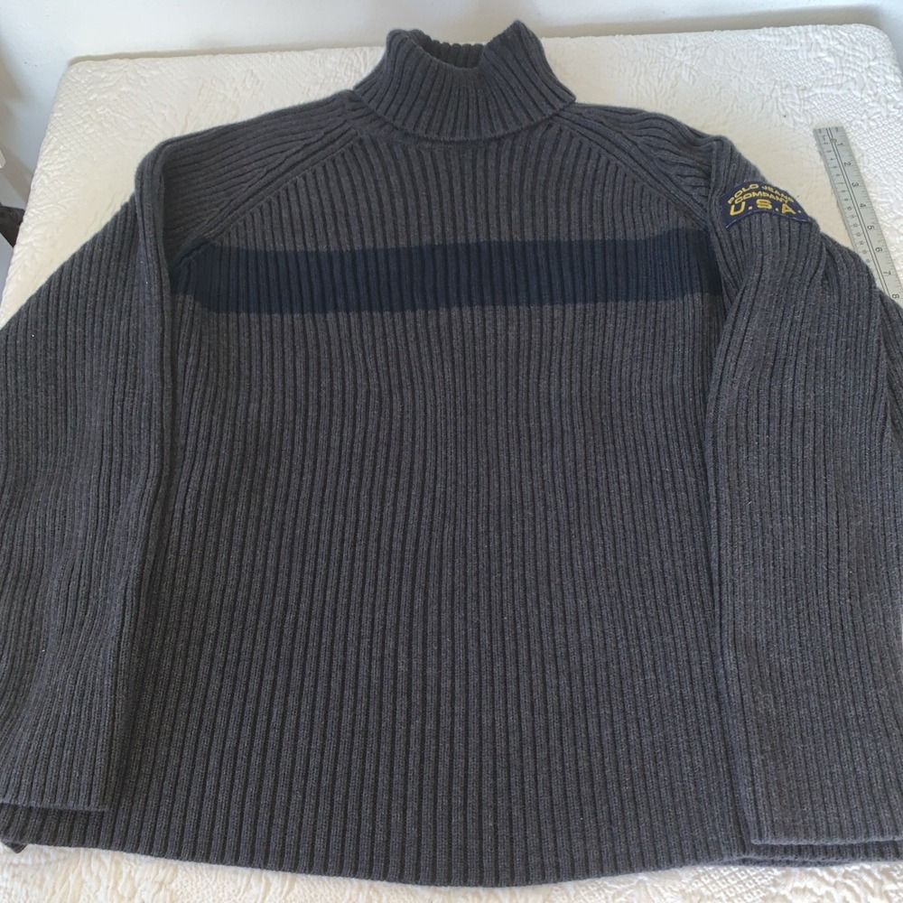 Ralph Lauren Polo Jeans Co Mens 2XL Turtleneck Sweater Gray Blue